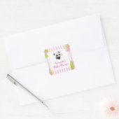 Niedliche Panda Girl Baby Shower Gefallen Geschenk Quadratischer Aufkleber (Umschlag)