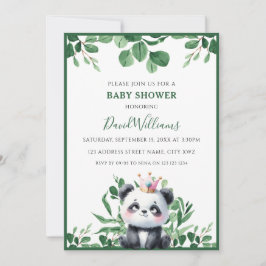 Niedliche Panda Greenery Foliage Neutral Baby Dusc Einladung