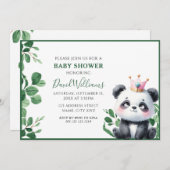 Niedliche Panda Greenery Gender Neutral Baby Dusch Einladung (Vorne/Hinten)