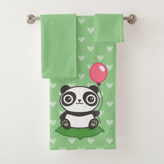 Niedliche Panda-Illustration Badhandtuch Set (Insitu)
