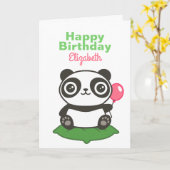 Niedliche Panda-Illustration Karte (Gelbe Blume)