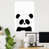 Niedliche Panda Illustration Schwarz-Weiß-Minimali Poster (Heimbüro)