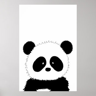 Niedliche Panda Illustration Schwarz-Weiß-Minimali Poster