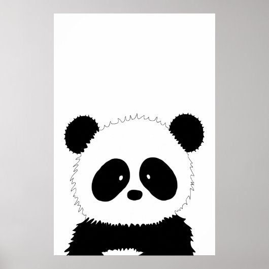 Niedliche Panda Illustration Schwarz-Weiß-Minimali Poster (Vorne)