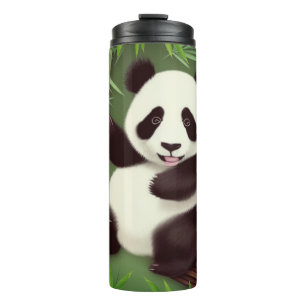Niedliche Panda in Bamboo-Wald Thermal Tumbler Thermosbecher