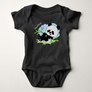 Niedliche Panda-individuelle Name-Kleidung Baby Strampler