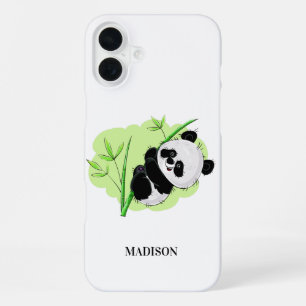 Niedliche Panda individuelle Name-Telefonfälle iPhone 16 Plus Hülle