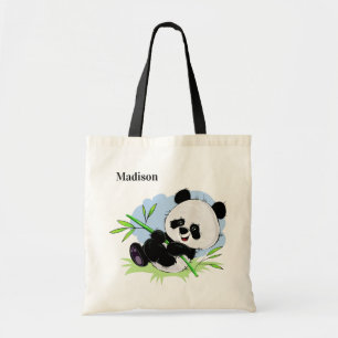 Niedliche Panda individuelle Name Totbeutel Tragetasche