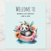 Niedliche Panda-Kälte in einem Innentubus Empfang Weinetikett (Einzelnes Label)