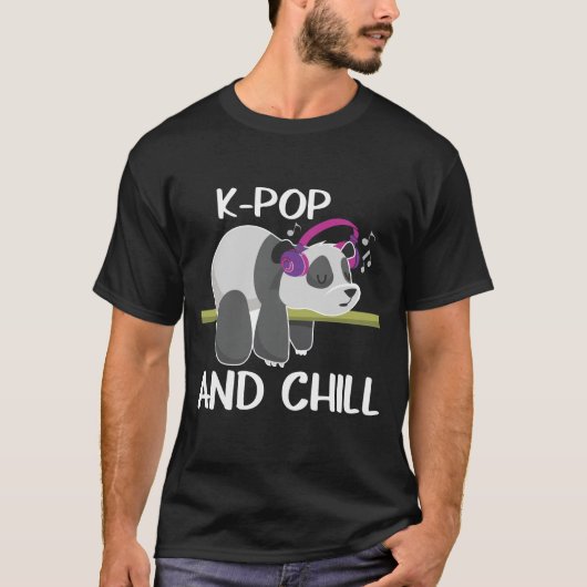 Niedliche Panda Kopfhörer Korea Pop Lover K-Pop Mu T-Shirt (Vorderseite)