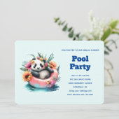Niedliche Panda-Kühlung in einem Inner Tube Pool-P Einladung (Stehend Vorderseite)