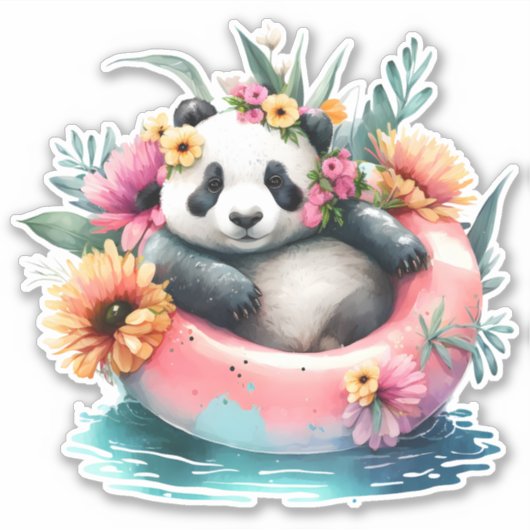 Niedliche Panda-Kühlung in einer Innentröhre Aufkleber (Vorderseite)