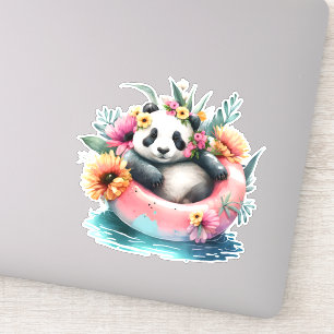 Niedliche Panda-Kühlung in einer Innentröhre Aufkleber
