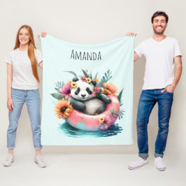Niedliche Panda-Kühlung in einer Innentröhre Fleecedecke