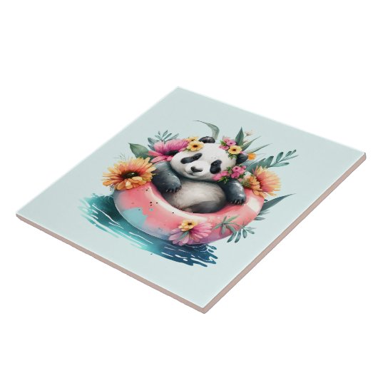 Niedliche Panda-Kühlung in einer Innentröhre Fliese (Seite)