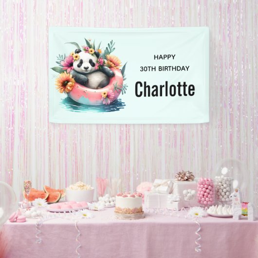 Niedliche Panda-Kühlung in einer Innentröhre Gebur Banner (Party)