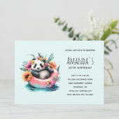 Niedliche Panda-Kühlung in einer Innentröhre Gebur Einladung (Stehend Vorderseite)