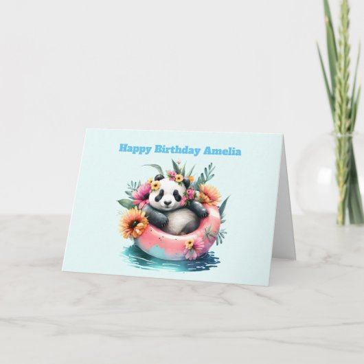 Niedliche Panda-Kühlung in einer Innentröhre Gebur Karte (Vorderseite)