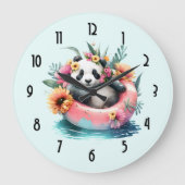 Niedliche Panda-Kühlung in einer Innentröhre Große Wanduhr (Vorderseite)