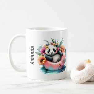 Niedliche Panda-Kühlung in einer Innentröhre Kaffeetasse