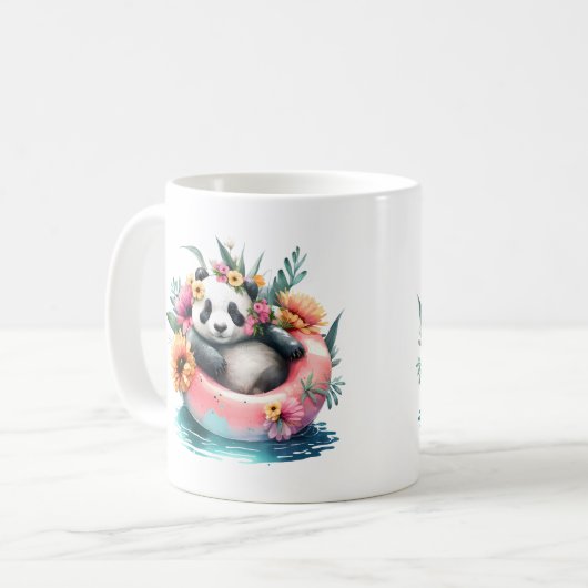 Niedliche Panda-Kühlung in einer Innentröhre Kaffeetasse (Vorderseite Links)