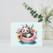 Niedliche Panda-Kühlung in einer Innentröhre Postkarte (Stehend Vorderseite)