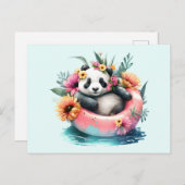 Niedliche Panda-Kühlung in einer Innentröhre Postkarte (Vorne/Hinten)