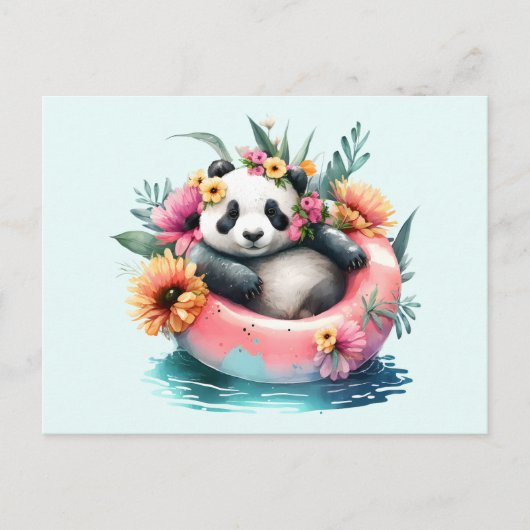Niedliche Panda-Kühlung in einer Innentröhre Postkarte (Vorderseite)