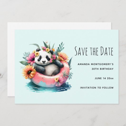 Niedliche Panda-Kühlung in einer Innentröhre Save The Date (Vorne/Hinten)