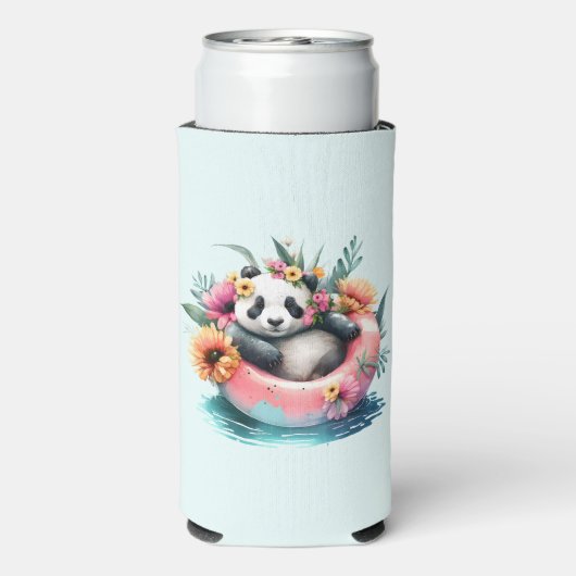 Niedliche Panda-Kühlung in einer Innentröhre Selters Dosenkühler (Seltzer Rückseite)