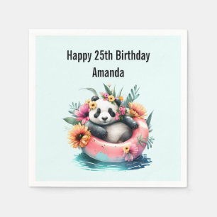 Niedliche Panda-Kühlung in einer Innentröhre Serviette