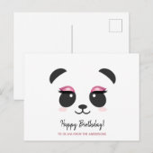 Niedliche Panda Lashes Happy Birthday personalisie Postkarte (Vorne/Hinten)