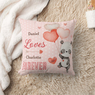 Niedliche Panda Liebe Rotes Herz Balloons Valentin Kissen