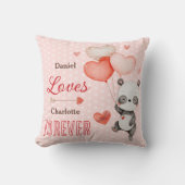 Niedliche Panda Liebe Rotes Herz Balloons Valentin Kissen (Vorderseite)