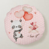 Niedliche Panda Liebe Rotes Herz Balloons Valentin Rundes Kissen (Rückseite)