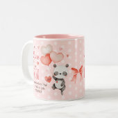 Niedliche Panda Liebe Rotes Herz Balloons Valentin Zweifarbige Tasse (Vorderseite Links)