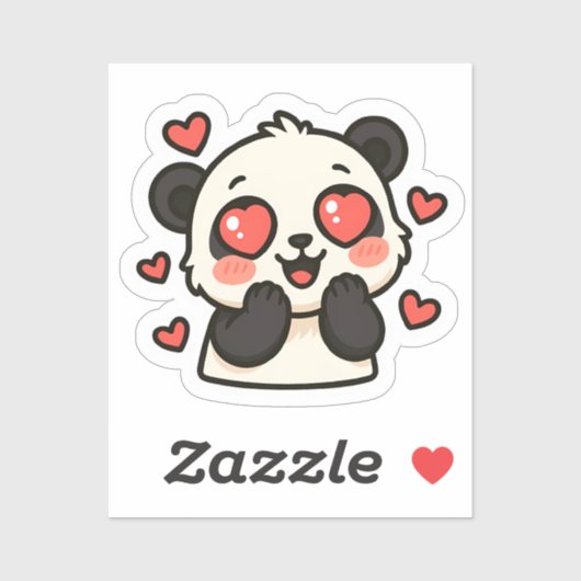 Niedliche Panda Liebe Sticker - Kawaii Herzendesig (Blatt)