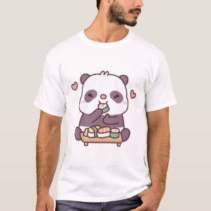 Niedliche Panda-Lieben essen japanisches Sushi T-Shirt