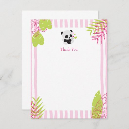Niedliche Panda-Mädchen-Baby-Dusche danken Ihnen Dankeskarte (Vorne/Hinten)
