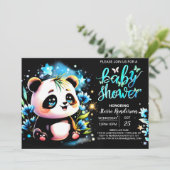 Niedliche Panda Magic Adventure Boy Baby Dusche Einladung (Stehend Vorderseite)