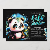 Niedliche Panda Magic Adventure Boy Baby Dusche Einladung (Vorne/Hinten)