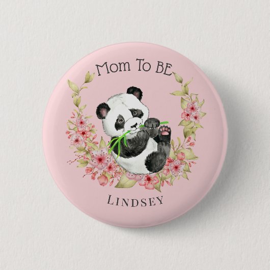 Niedliche Panda-Mama zum Kinderduschen Button (Vorderseite)