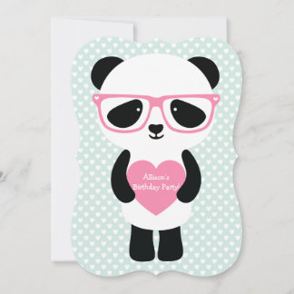 Niedliche Panda Minze/Rosa Einladung