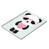 Niedliche Panda Minze/Rosa Notizblock (Linke Seite)