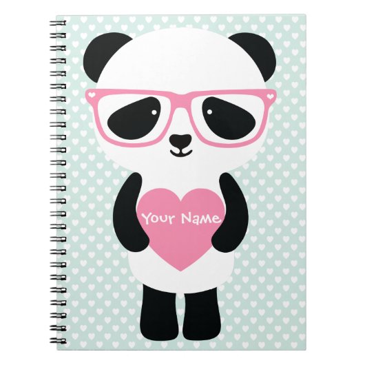 Niedliche Panda Minze/Rosa Notizblock (Vorderseite)
