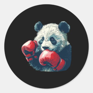 Niedliche Panda mit Boxhandschuhen Kostüm Runder Aufkleber