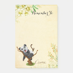 Niedliche Panda mit gelben Blumen Post-it Klebezettel