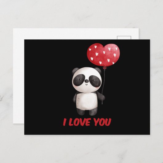 Niedliche Panda mit Herz | I Liebe You Valentine G Postkarte (Vorne/Hinten)