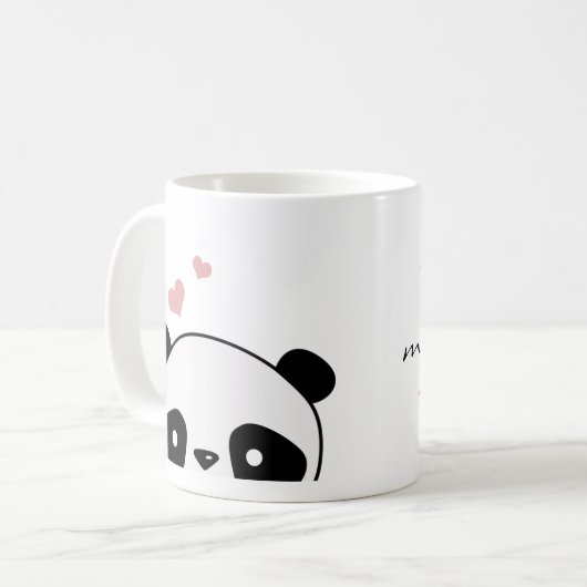 Niedliche Panda Monogram Script Kaffeetasse (Vorderseite Links)