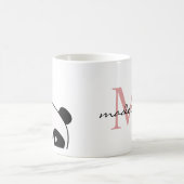 Niedliche Panda Monogram Script Kaffeetasse (Mittel)